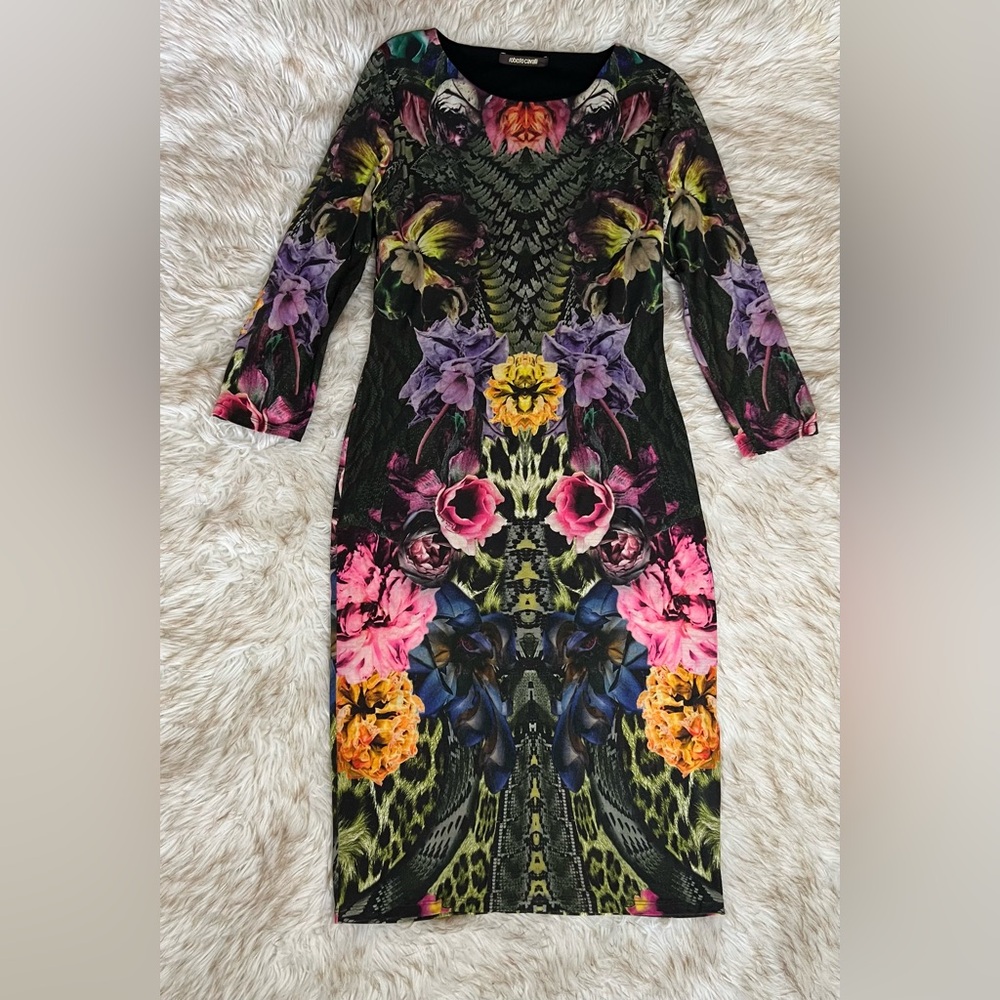 Roberto Cavalli Women's Floral Print Bodycon Dress Size IT 46